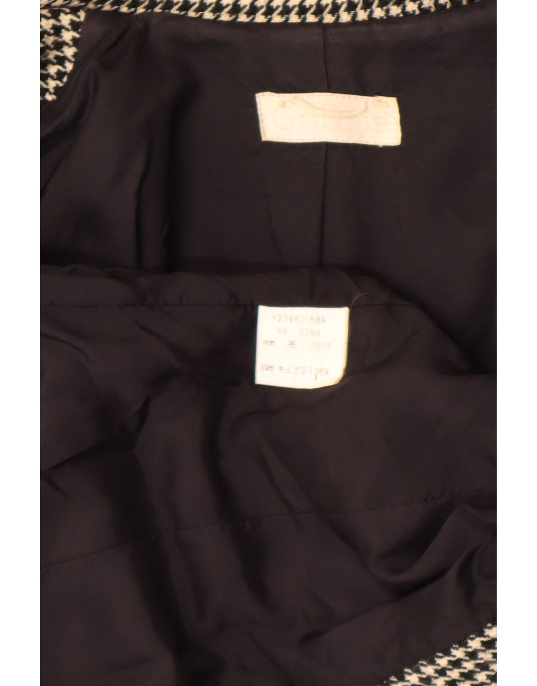 Griffe Dame 4 Button Blazer Jacket UK 10 Small Black Houndstooth
