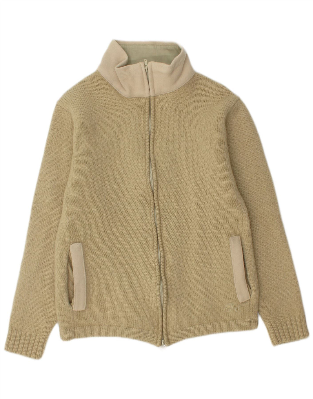 French Connection Dame Cardigan Sweater UK 14 Stor Beige Uld