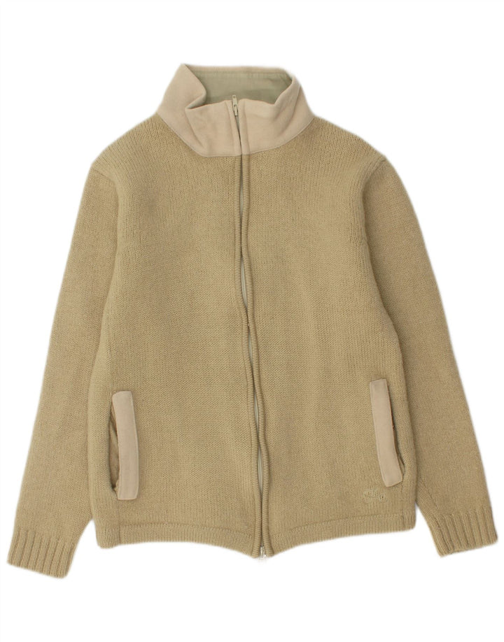French Connection Dame Cardigan Sweater UK 14 Stor Beige Uld