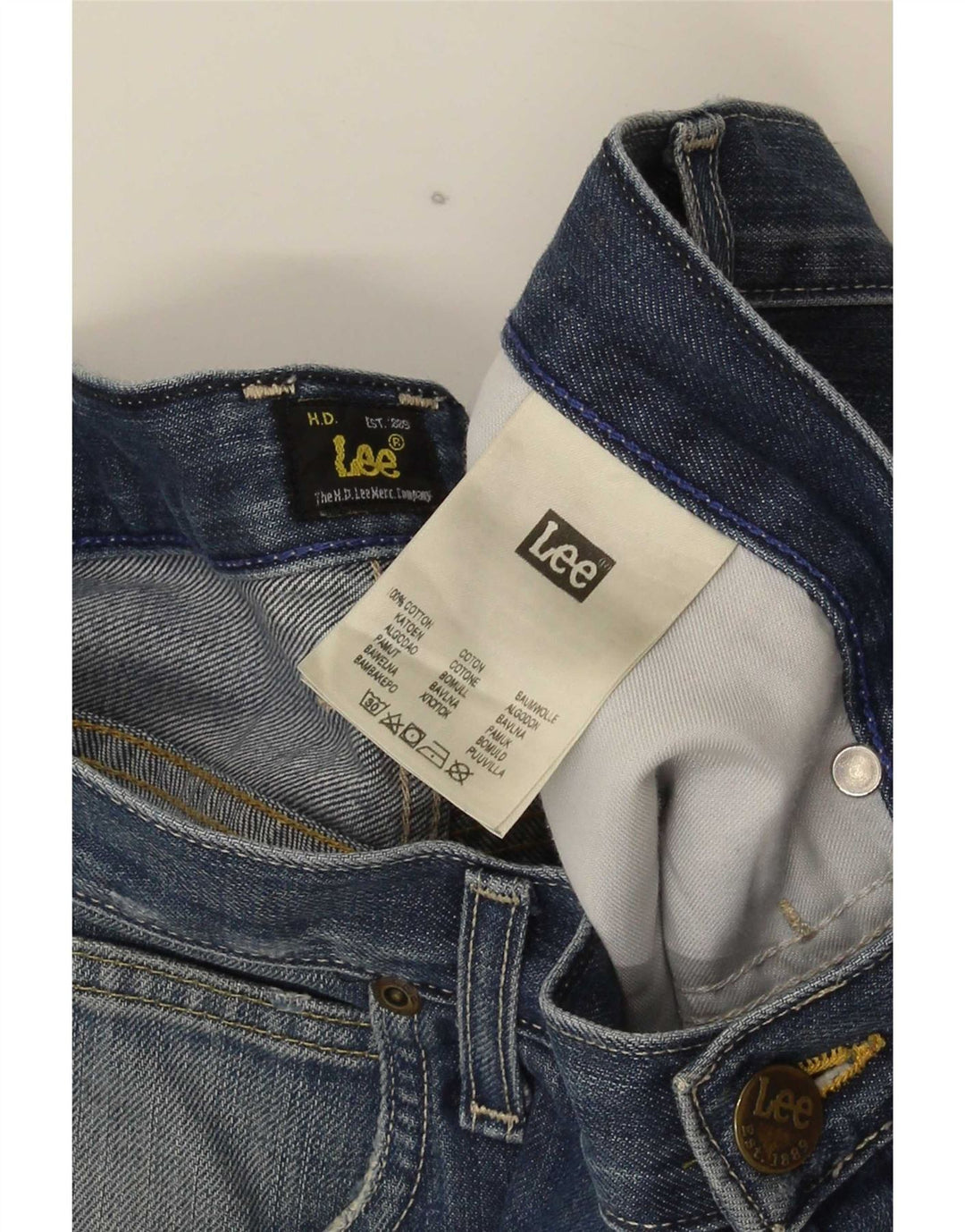 Lee Herre 5 Pocket Short Distressed Denim Shorts W34 Large Blue Cotton