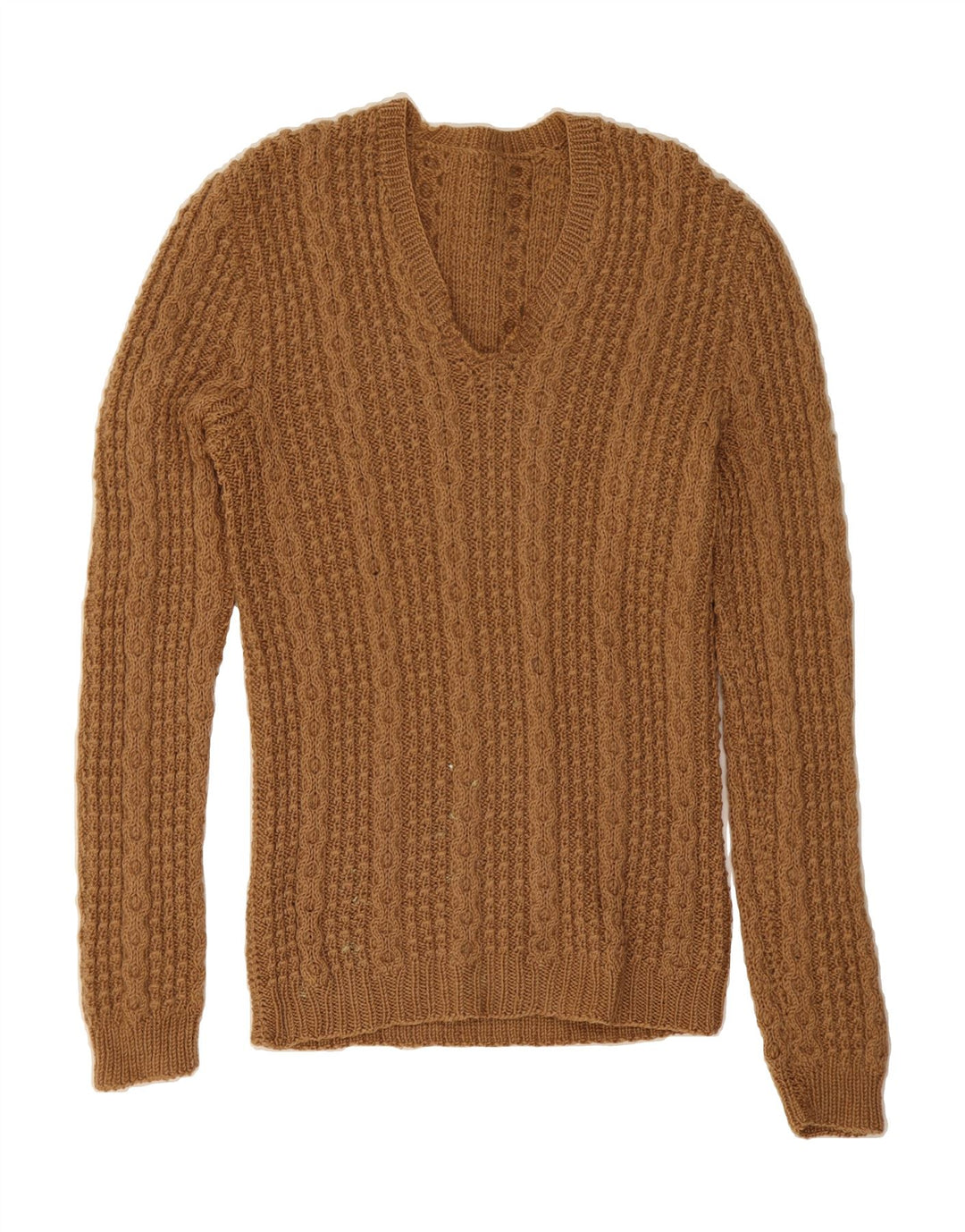 VINTAGE Womens V-Neck Jumper Sweater UK 12 Medium Brown Vintage Vintage and Second-Hand Vintage from Messina Hembry 
