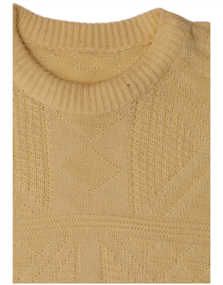 Vintage Herre Boat Neck Jumper Sweater Stor Gul