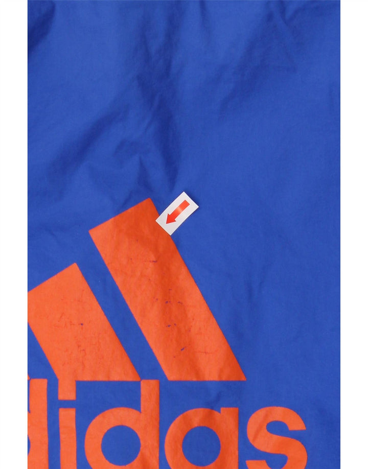 ADIDAS Mens Graphic Rain Jacket UK 38/40 Medium Blue Polyamide Vintage Adidas and Second-Hand Adidas from Messina Hembry 