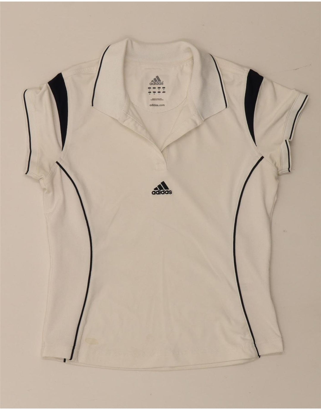 Adidas Dame Polo Shirt UK 12 Medium White Colourblock Polyester