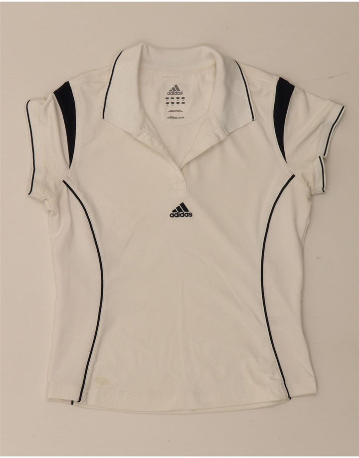 Adidas Dame Polo Shirt UK 12 Medium White Colourblock Polyester