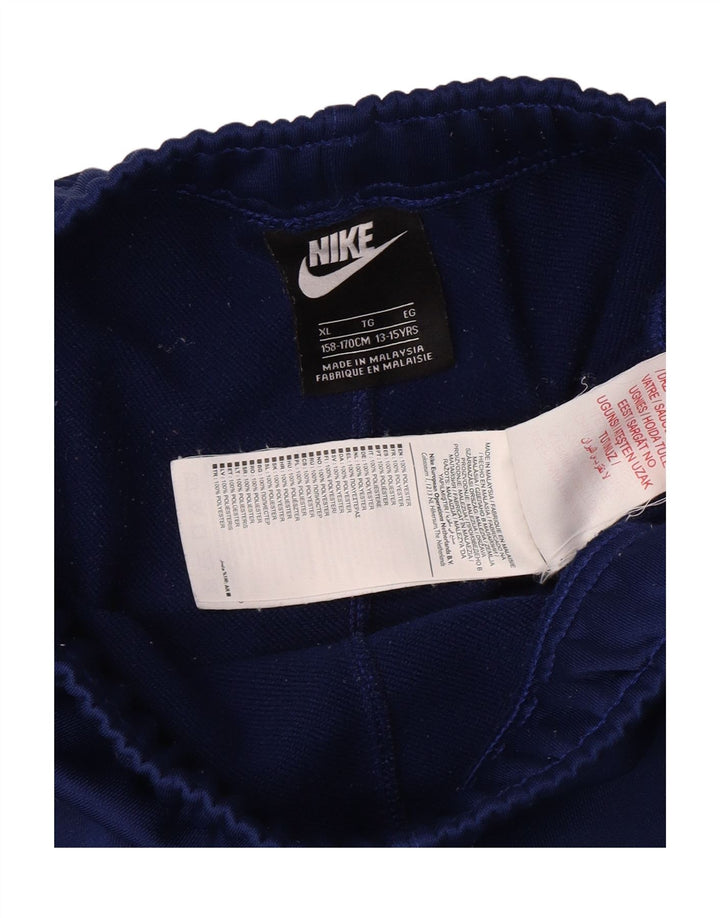 NIKE Boys Tracksuit Trousers Joggers 13-14 Years XL Navy Blue Polyester