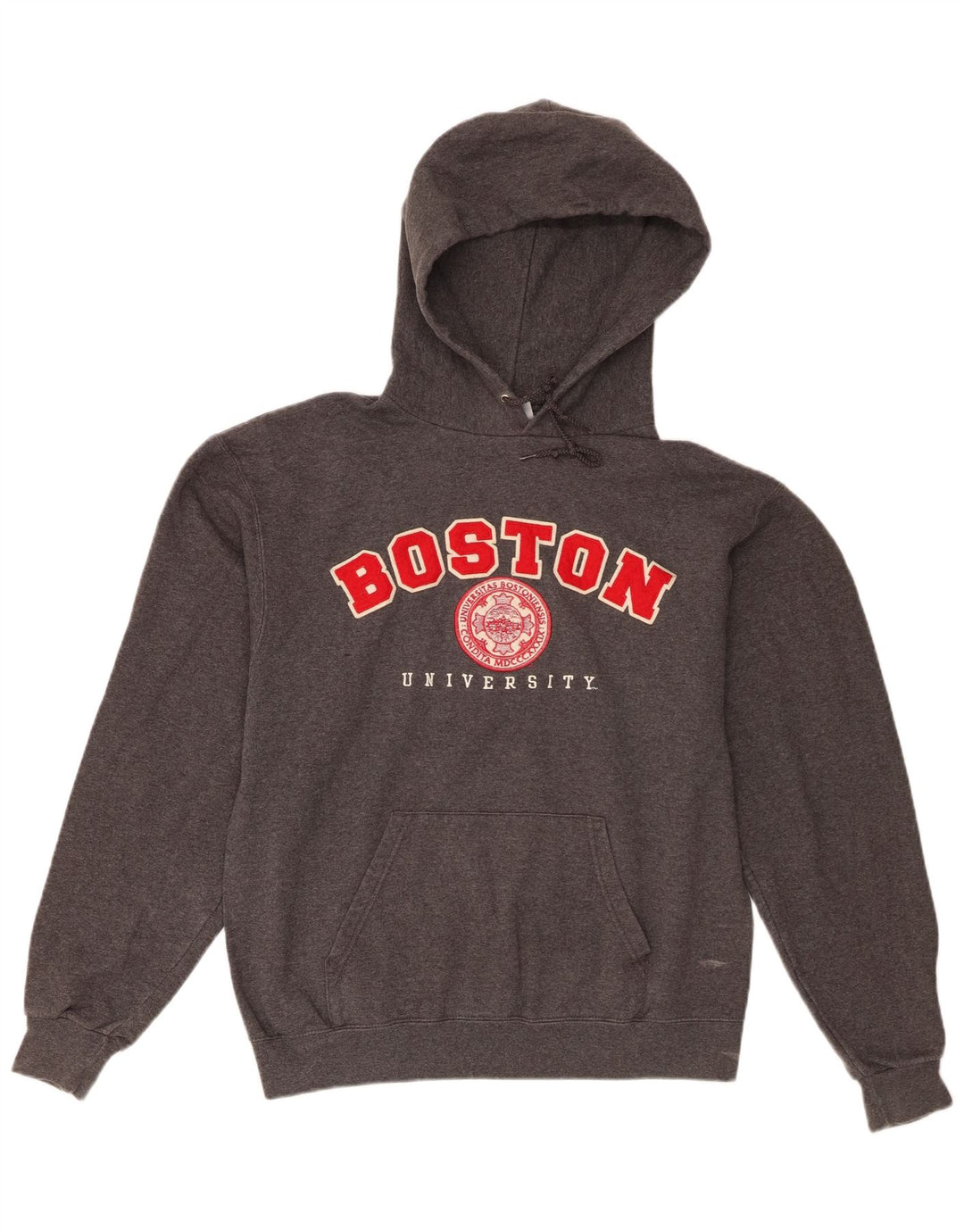 Champion Herre Boston University Graphic Hoodie Jumper Medium Grey Flecked