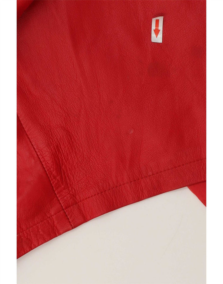 Vintage Dame Læder Skede Kjole IT 48 XL Rød