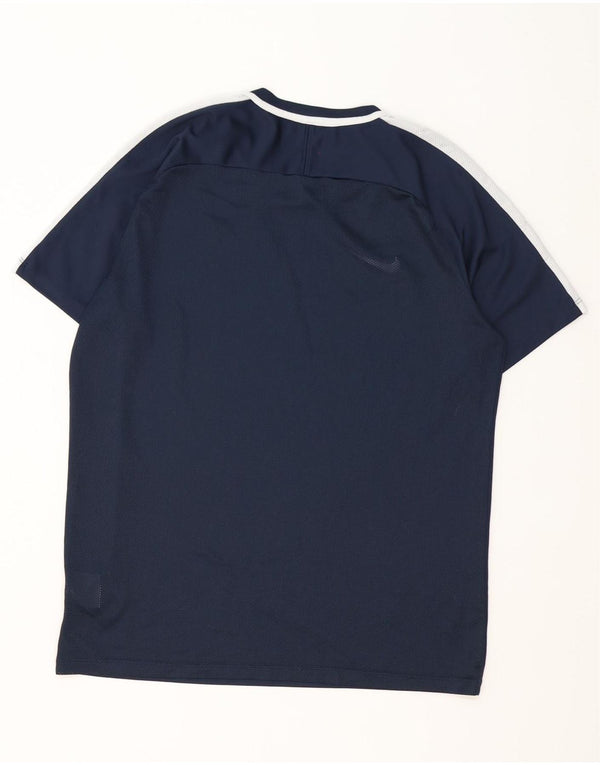 Nike Herre Dri Fit T-shirt Top Stor marineblå Colourblock Polyester