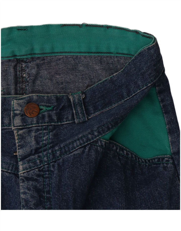 Vintage dame mini denim nederdel W26 lille marineblå farveblok