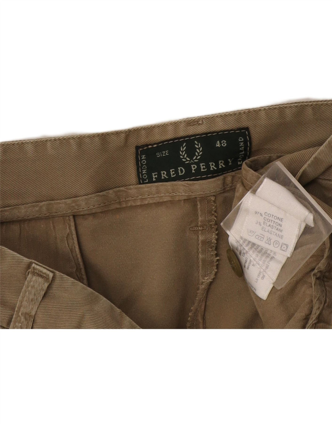 Fred Perry Herre Chino Shorts IT 48 Medium W32 Khaki Bomuld