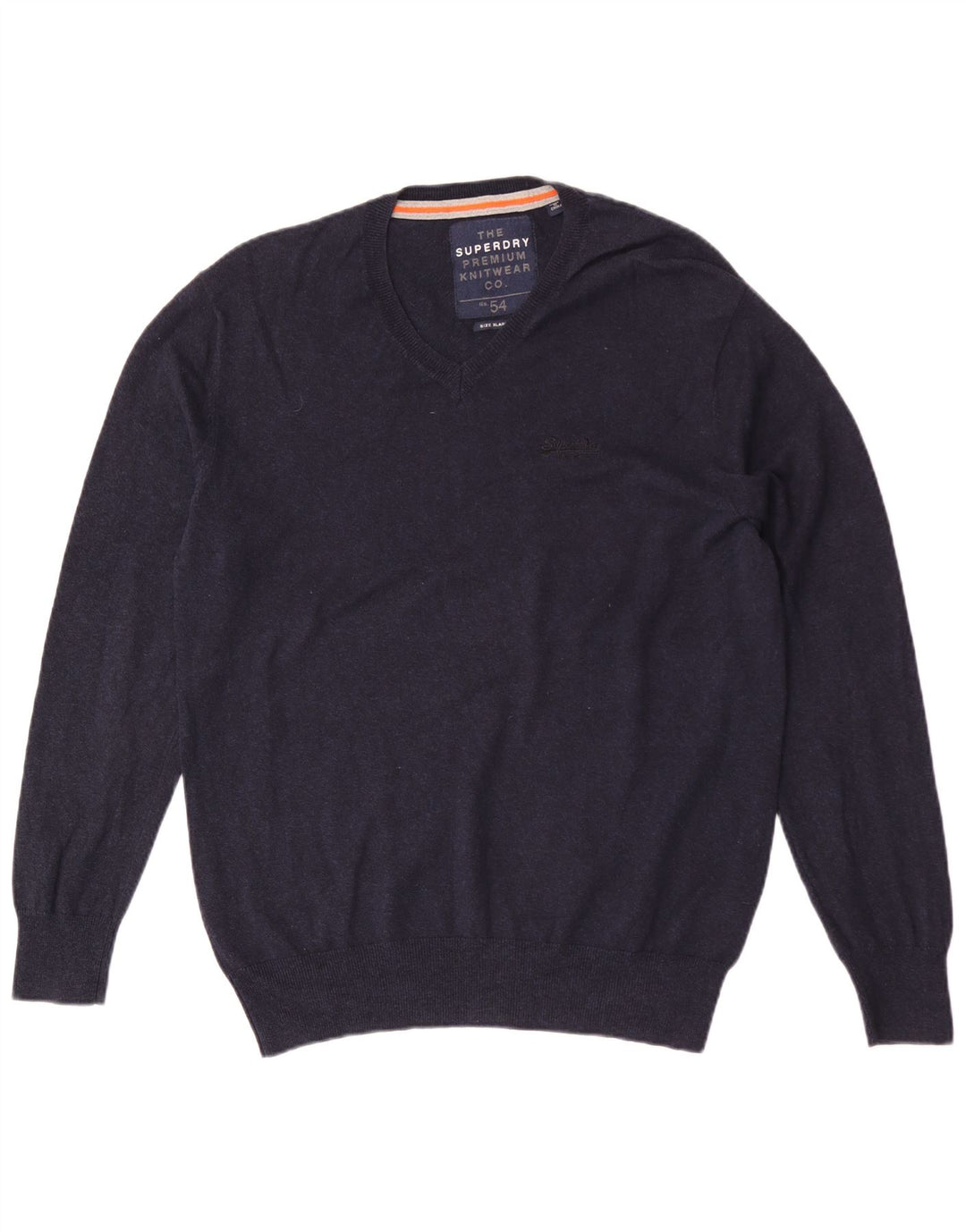 Superdry Herre V-hals sweater XL marineblå bomuld