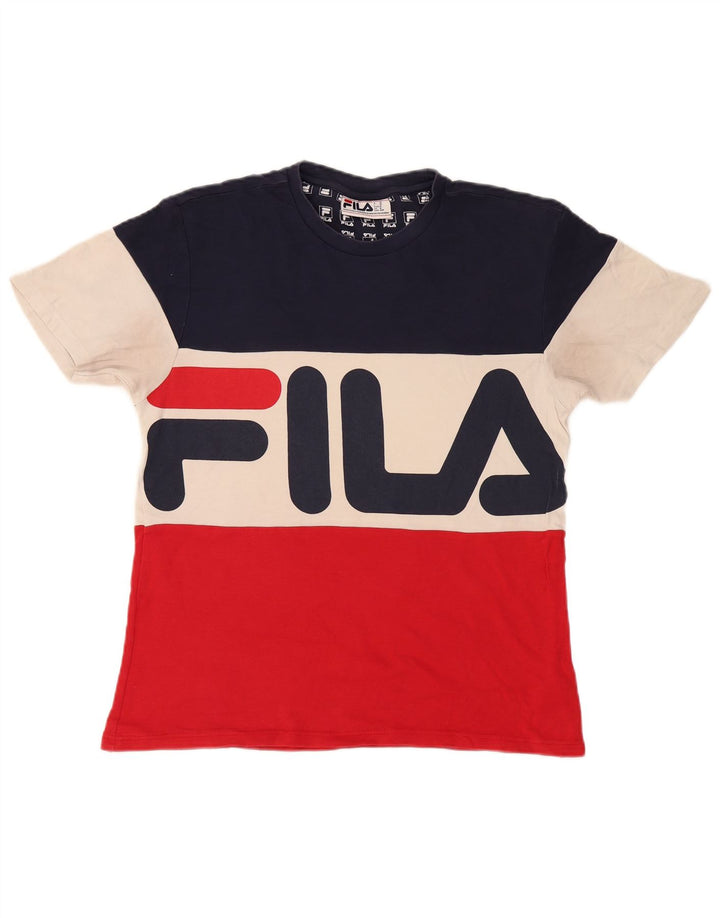 Fila Herre grafisk T-shirt Top Medium Flerfarvet Colourblock Bomuld