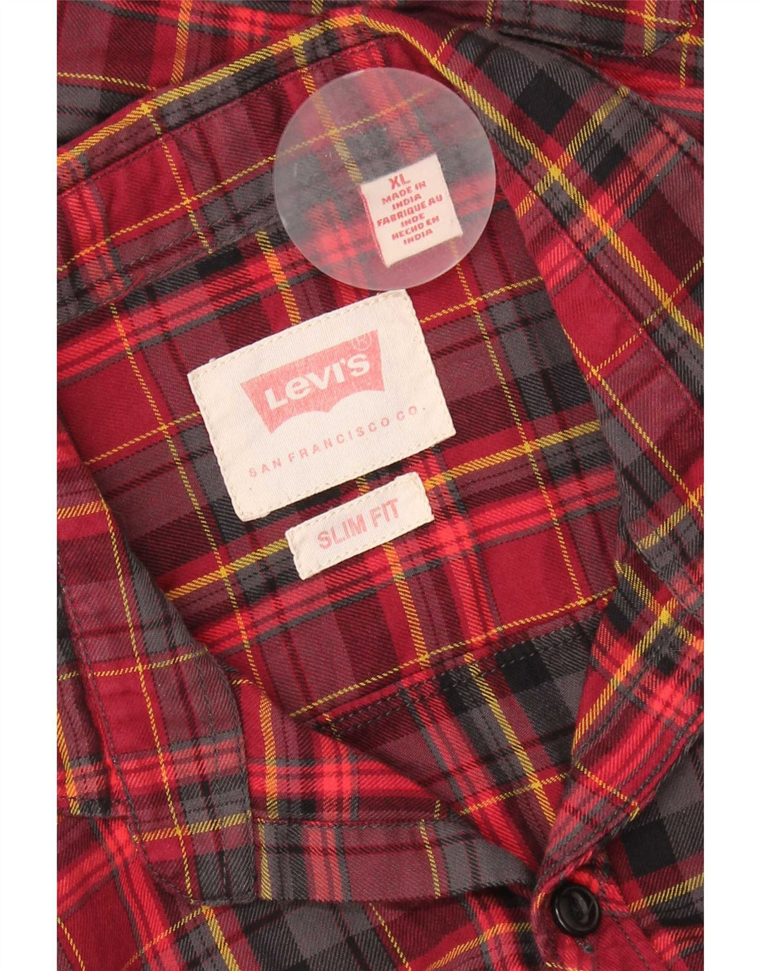 Levi's Herre Slim Fit Flanellskjorte XL rød ternet