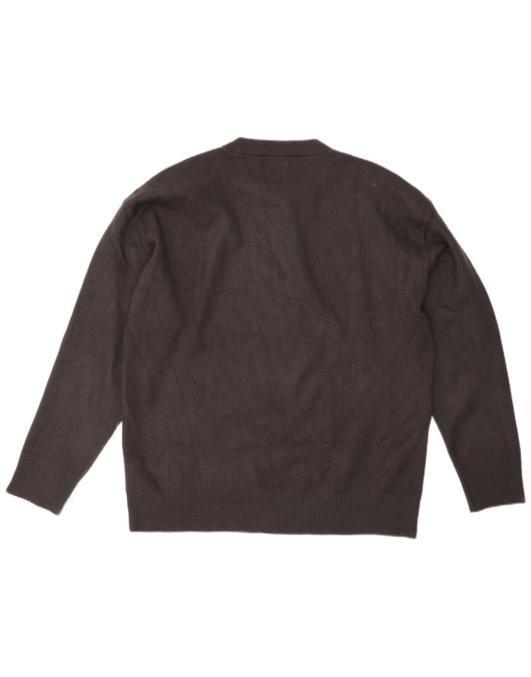 Zara Herre Crew Neck Jumper Sweater Stor Grå Viscose