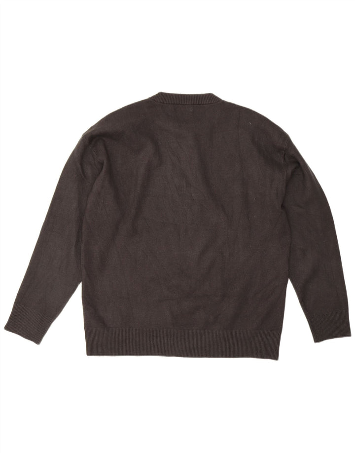 Zara Herre Crew Neck Jumper Sweater Stor Grå Viscose