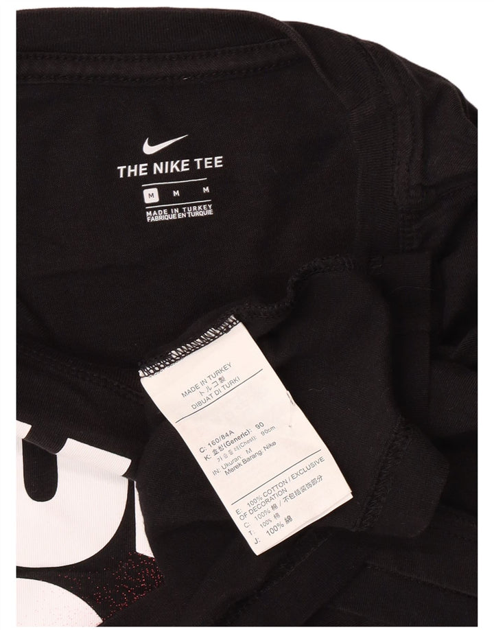 Nike Dame Loose Fit Crop Grafisk T-Shirt Top UK 14 Medium Sort Bomuld