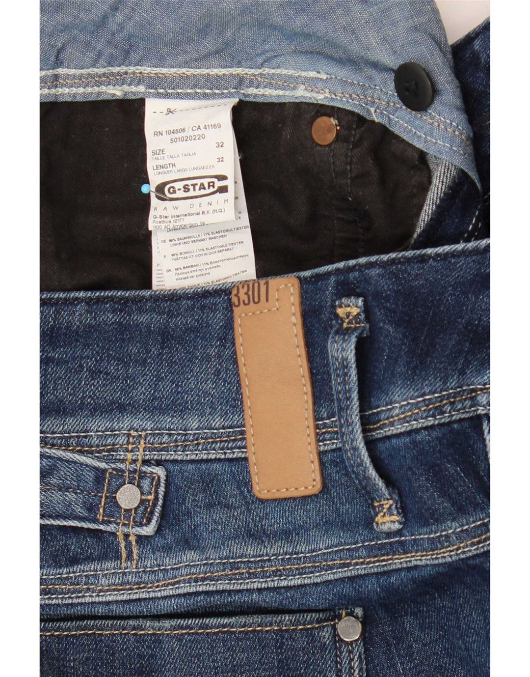 G-Star Dame 3301 Slim Jeans W32 L32 Marineblå Bomuld