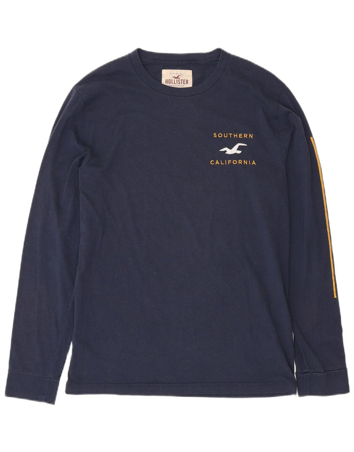 HOLLISTER Herre grafisk top Langærmet medium marineblå bomuld