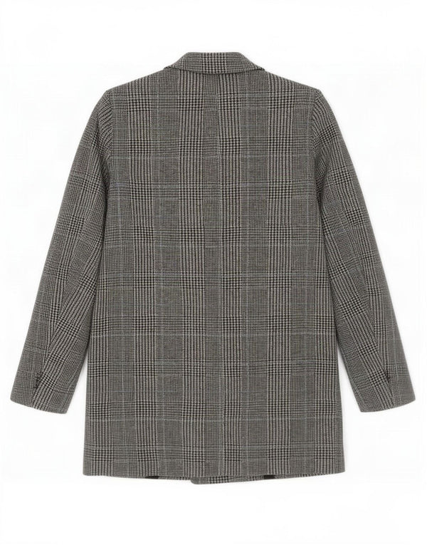 Zara Dame Loose Fit Dobbeltradet Frakke UK 10 Small Grey Houndstooth
