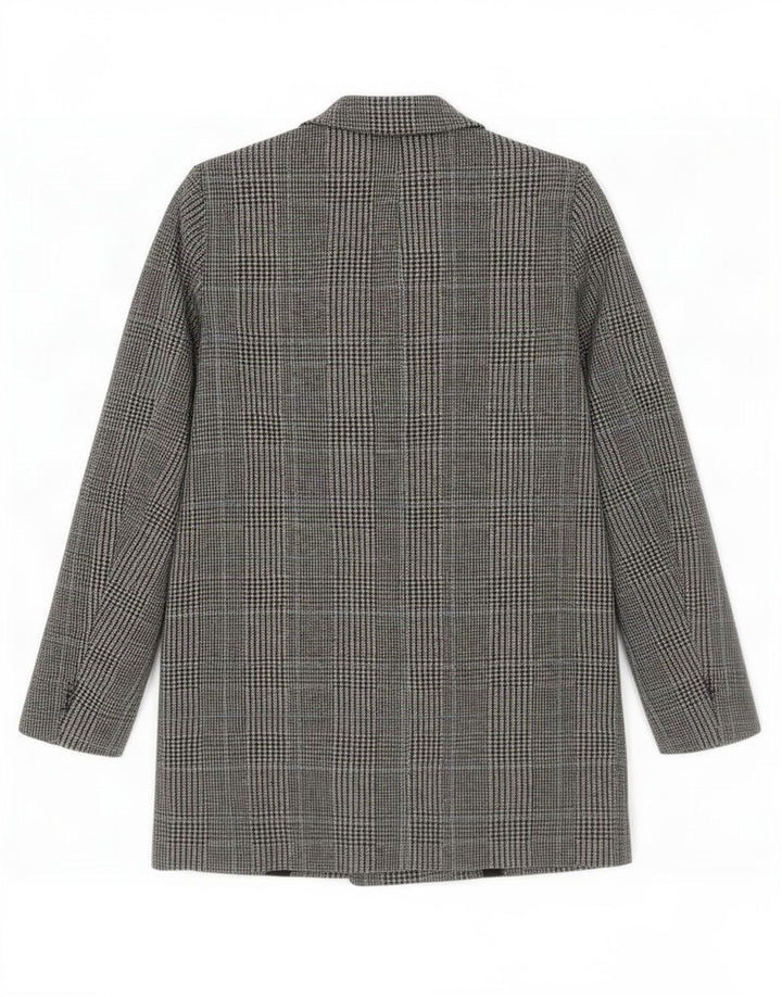 Zara Dame Loose Fit Dobbeltradet Frakke UK 10 Small Grey Houndstooth