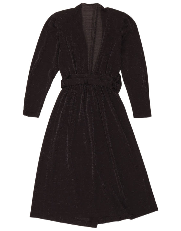 Vintage Dame Langærmet Se Through Maxi Dress UK 16 Large Black