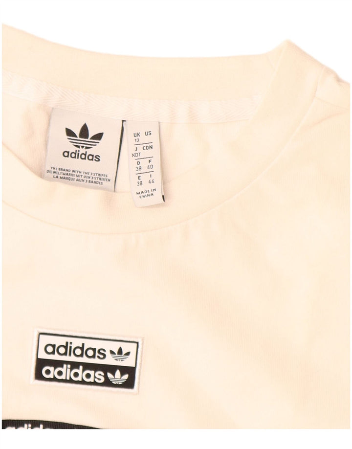 ADIDAS Grafisk T-shirtkjole til kvinder UK 12 Medium Off White Bomuld