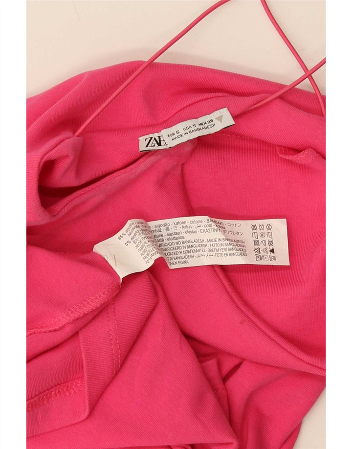 Zara Womens Slip Dress UK 8 Small Pink Bomuld