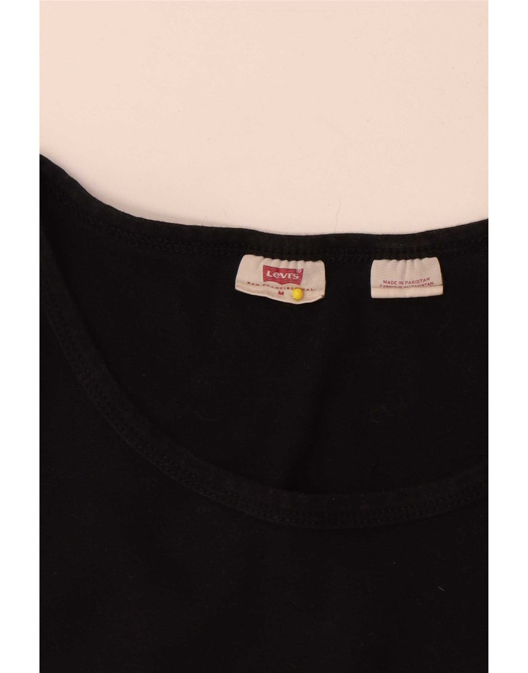 Levi's Dame T-Shirt Top UK 12 Medium Sort Bomuld