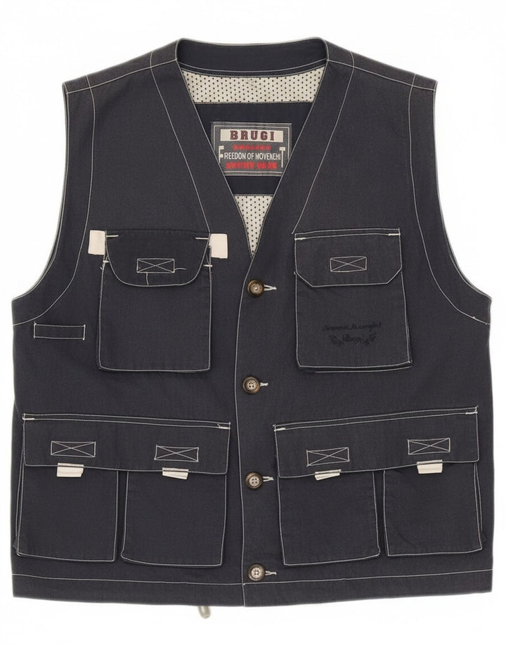 Brugi Herre Utility Gilet UK 40 Large Navy Blue Polyester