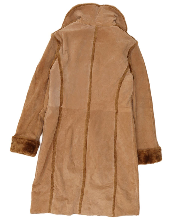 Montereggi Dame Shearling Coat IT 46 Large Beige Læder