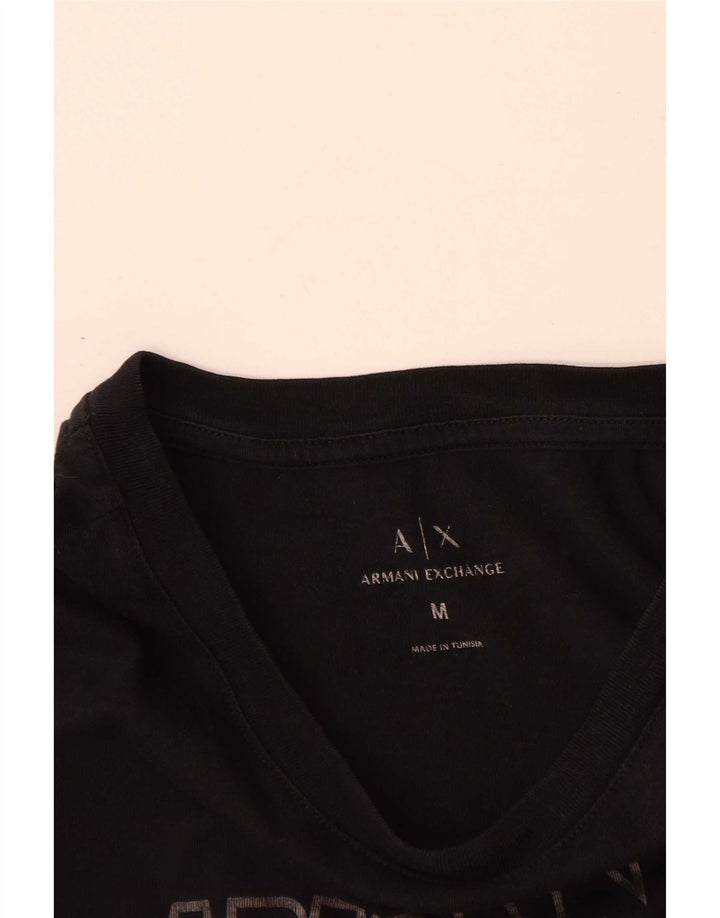 Armani Exchange Dame Grafisk T-Shirt Top UK 14 Medium Sort