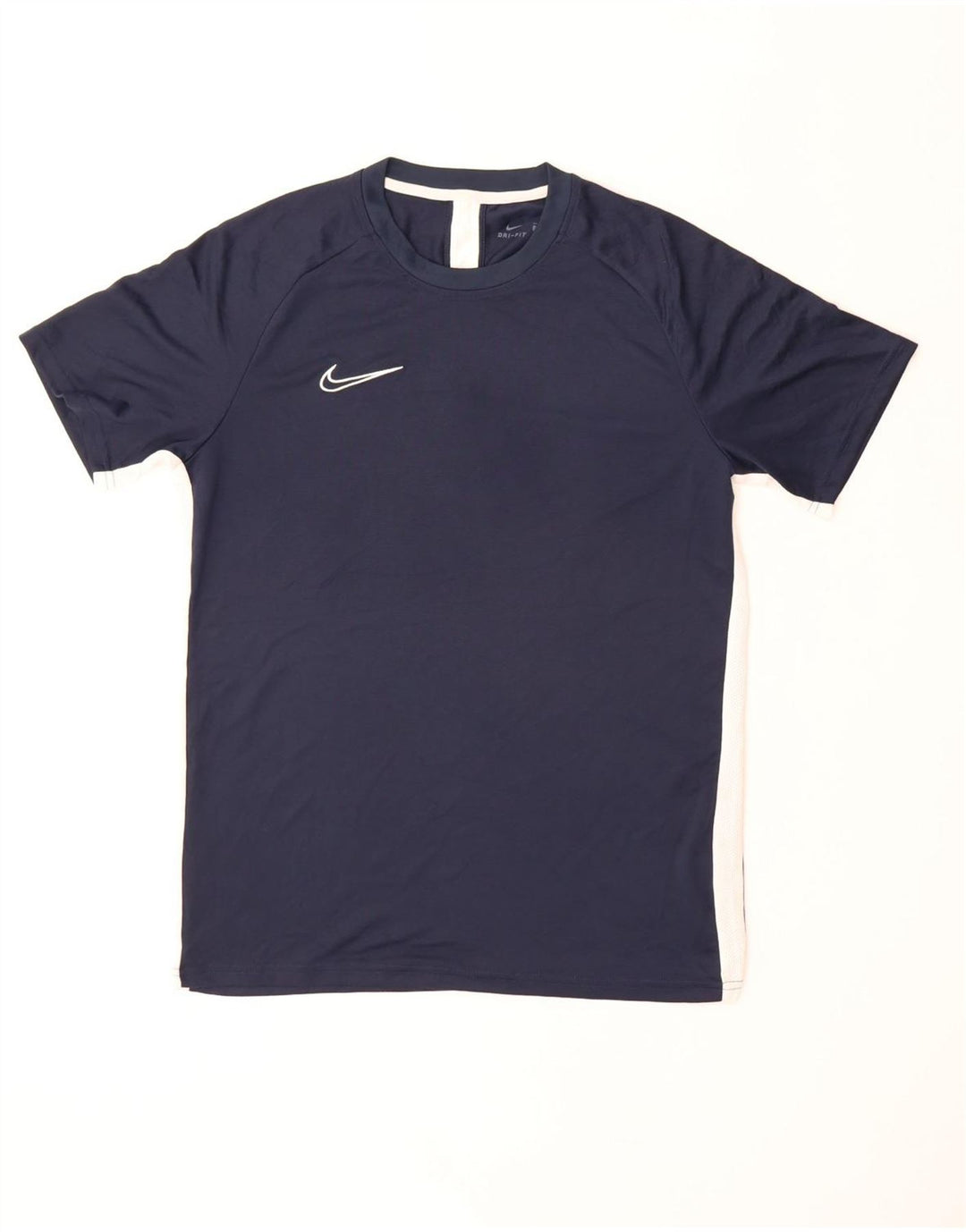 NIKE Herre Dri Fit T-shirt Top Stor marineblå Colourblock Polyester