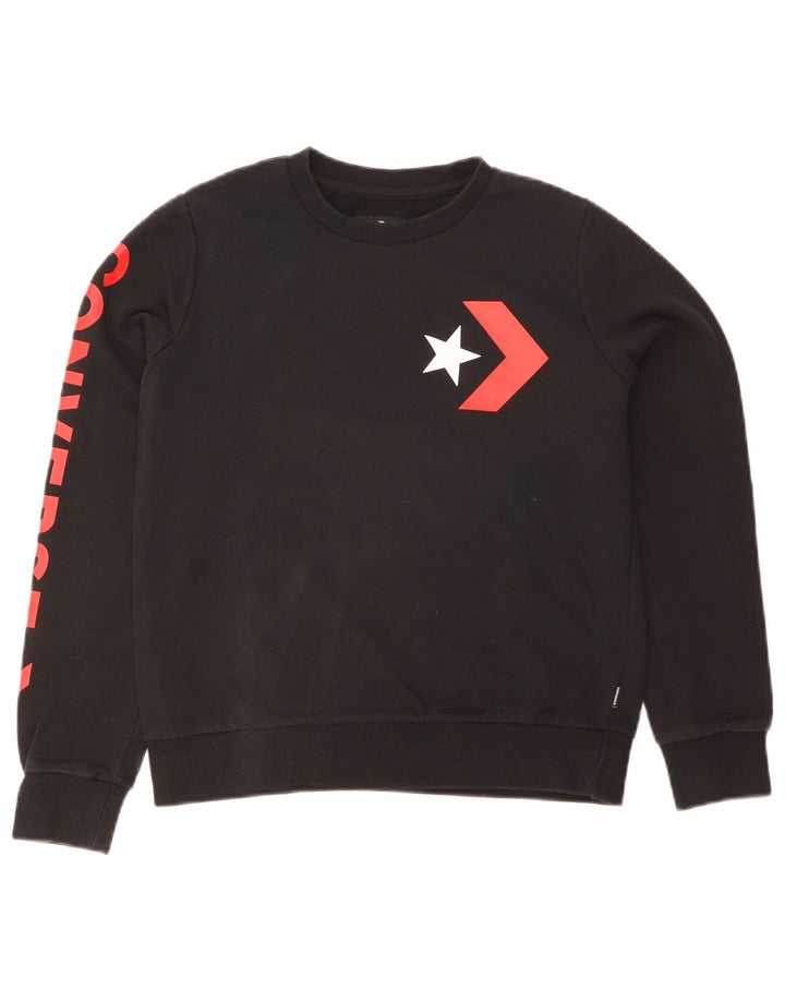 Converse Graphic Sweatshirt Jumper UK 8 Small Black