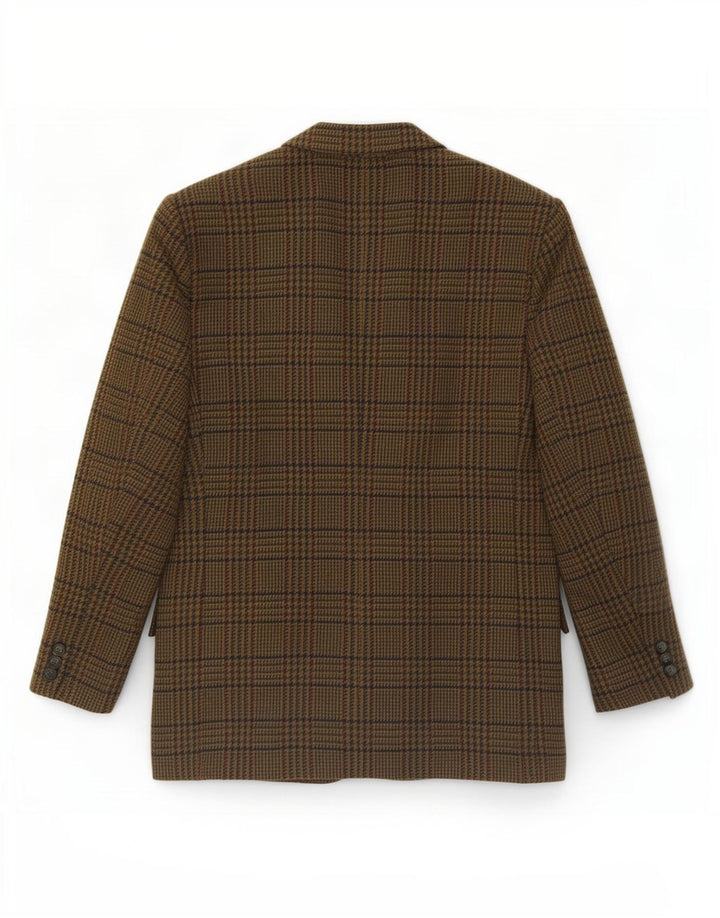Vintage herre 2-knaps blazerjakke IT 54 2XL Khaki Houndstooth Uld