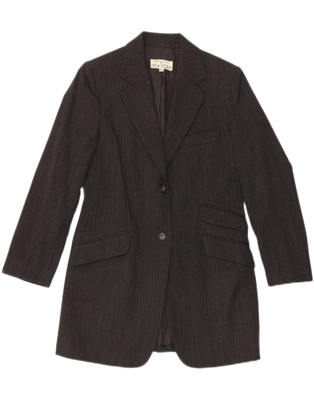 Alberto Biani Dame Blazer Jacket IT 42 Medium Grå Stribet Klassisk