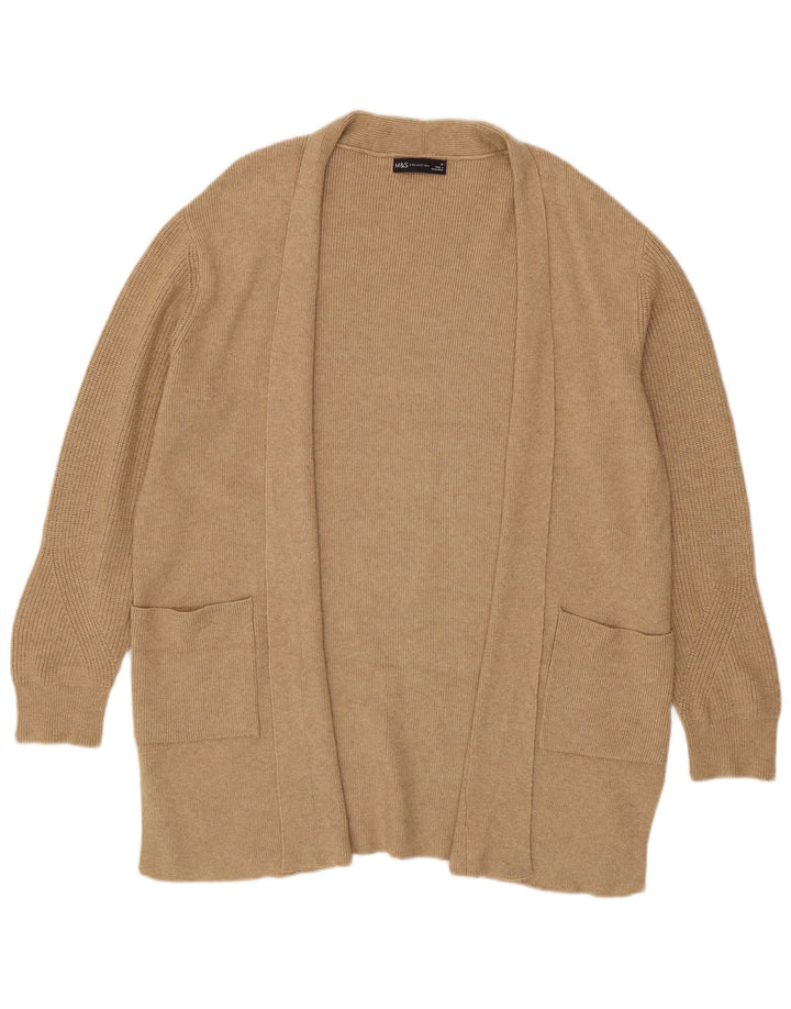 Marks & Spencer Dame Longline Åben Cardigan Sweater UK 16 Large Beige