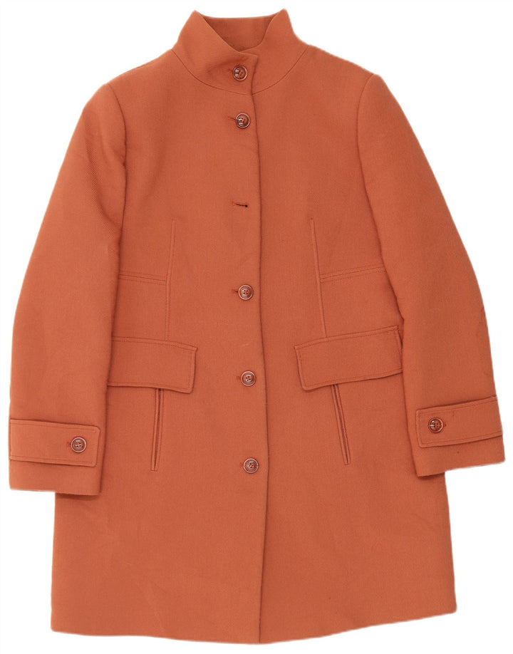 Benetton Dame Overfrakke UK 14 Stor brun polyester