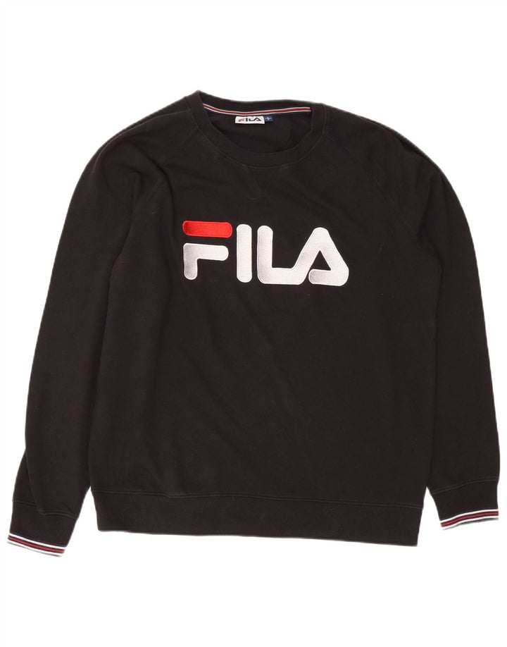 Fila Herre Grafisk Sweatshirt Jumper Stor Sort Bomuld