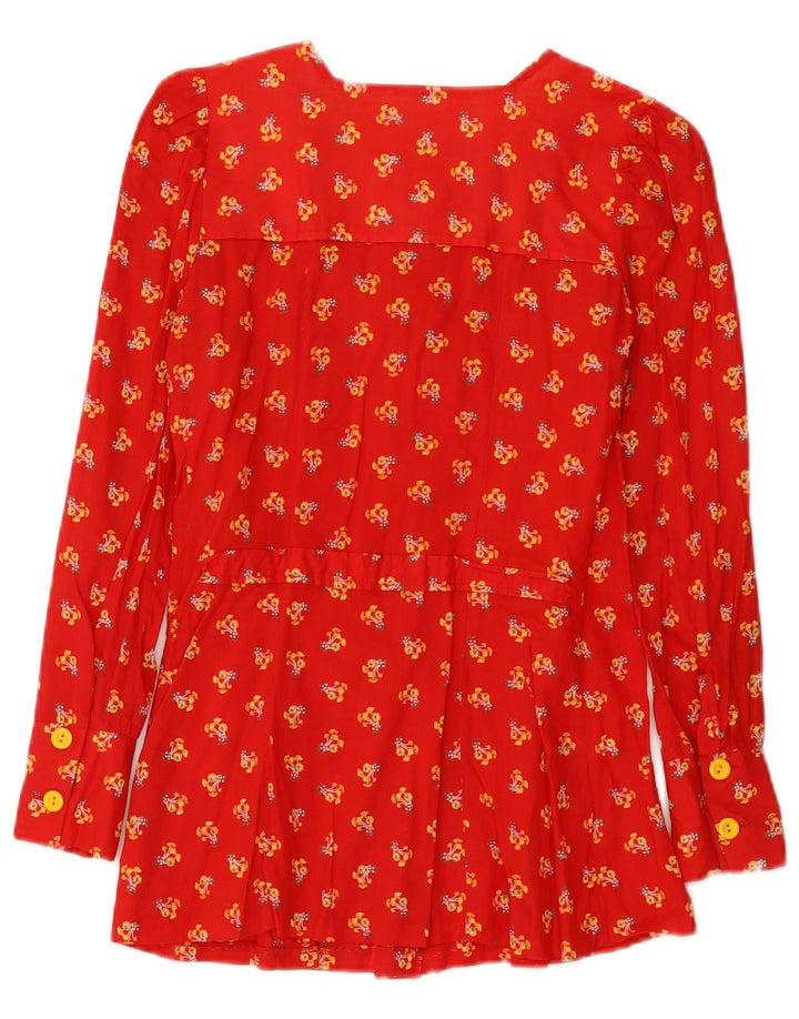 Vintage dameskjorte bluse IT 42 Medium rød blomster