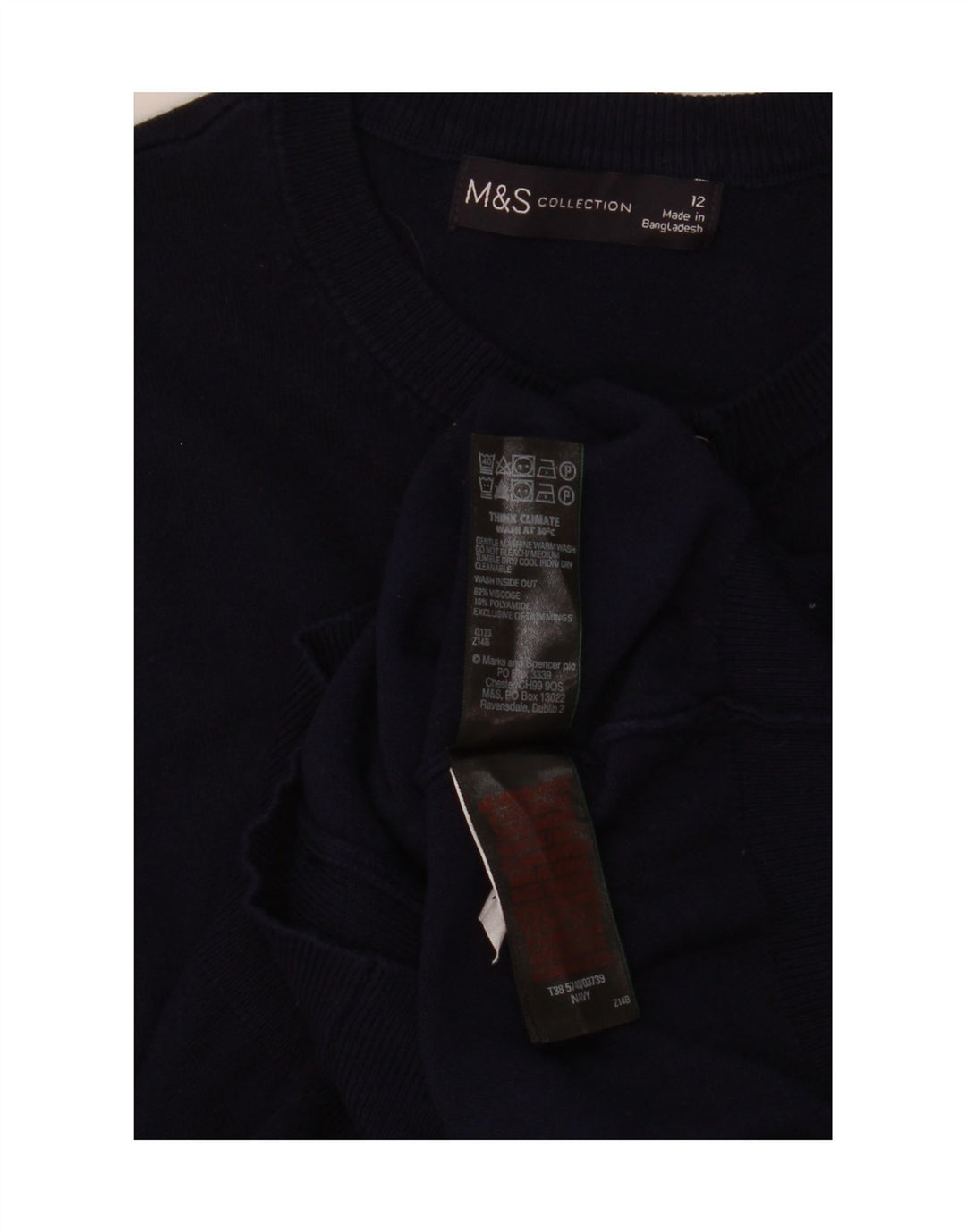 Marks & Spencer Dame Cardigan Sweater UK 12 Medium Navy Blue Viscose