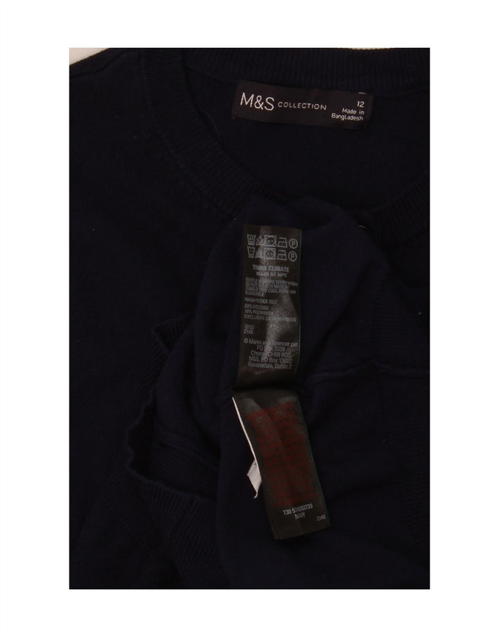 Marks & Spencer Dame Cardigan Sweater UK 12 Medium Navy Blue Viscose