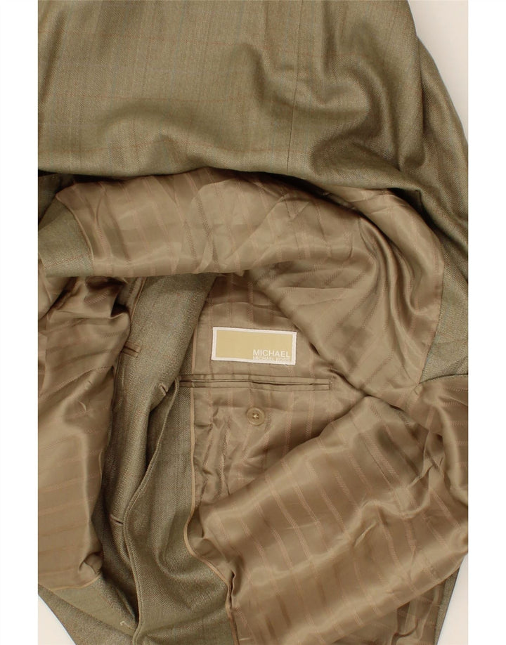 MICHAEL KORS Mens 3 Button Blazer Jacket UK 40 Large Beige Check Silk Vintage Michael Kors and Second-Hand Michael Kors from Messina Hembry 