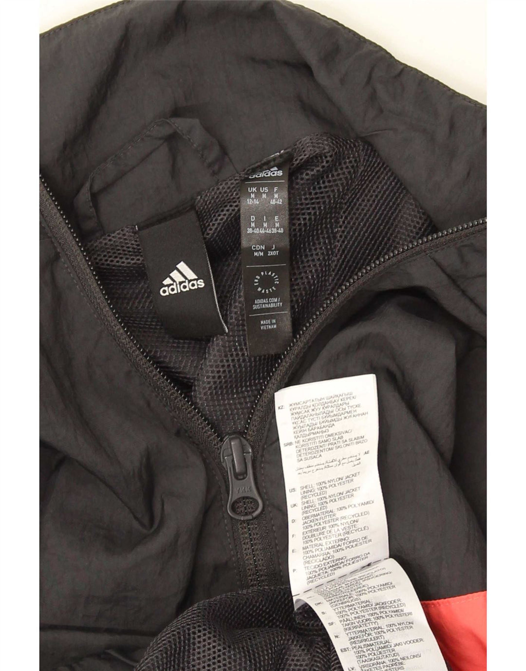 Adidas træningsdragt topjakke til kvinder UK 12/14 Medium Sort Colourblock Nylon