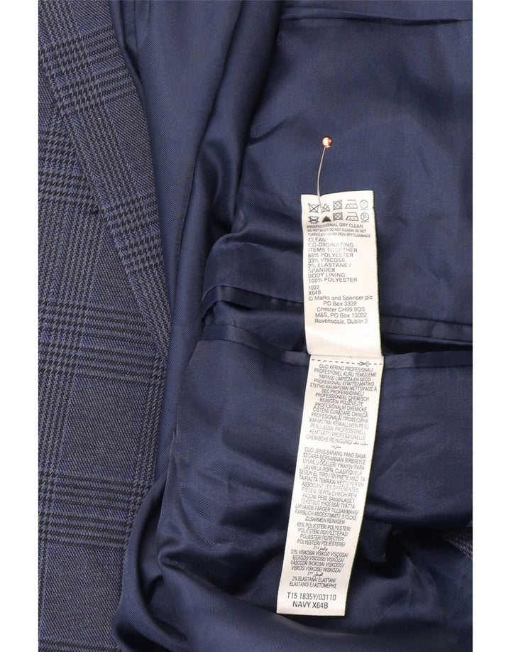 Marks & Spencer Herre 2-knaps blazerjakke UK 48 2XL Blå Houndstooth