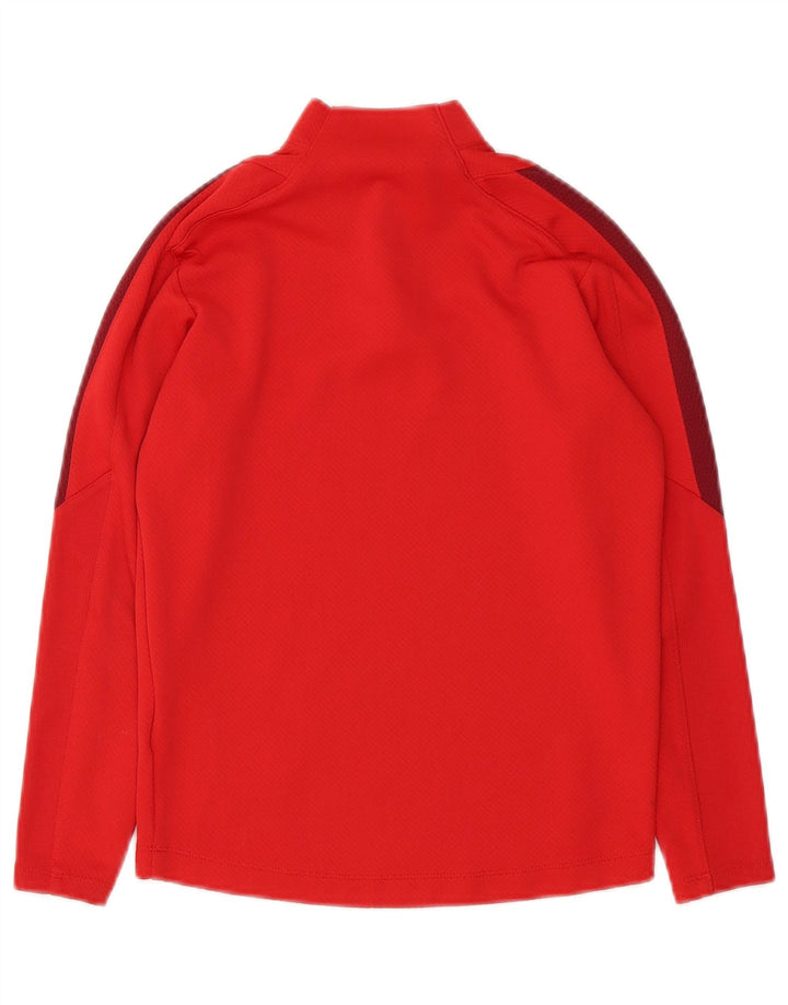 NIKE Boys Dri Fit Pullover Tracksuit Top 8-9 Years Small Red Colourblock