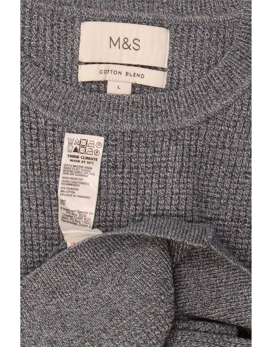 Marks & Spencer Herre sweater med rund hals, stor grå flækket polyester
