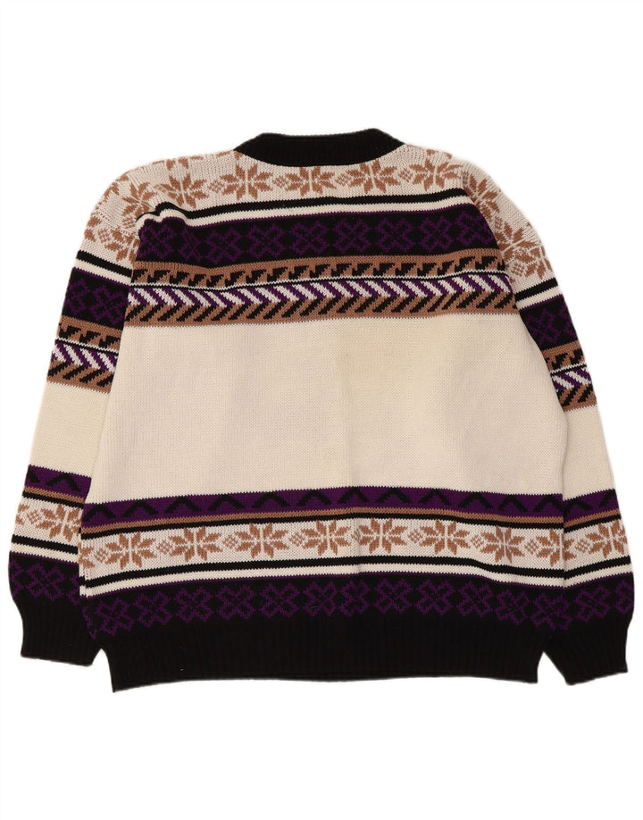 Vintage herre sweater med rund hals XL flerfarvet Fair Isle