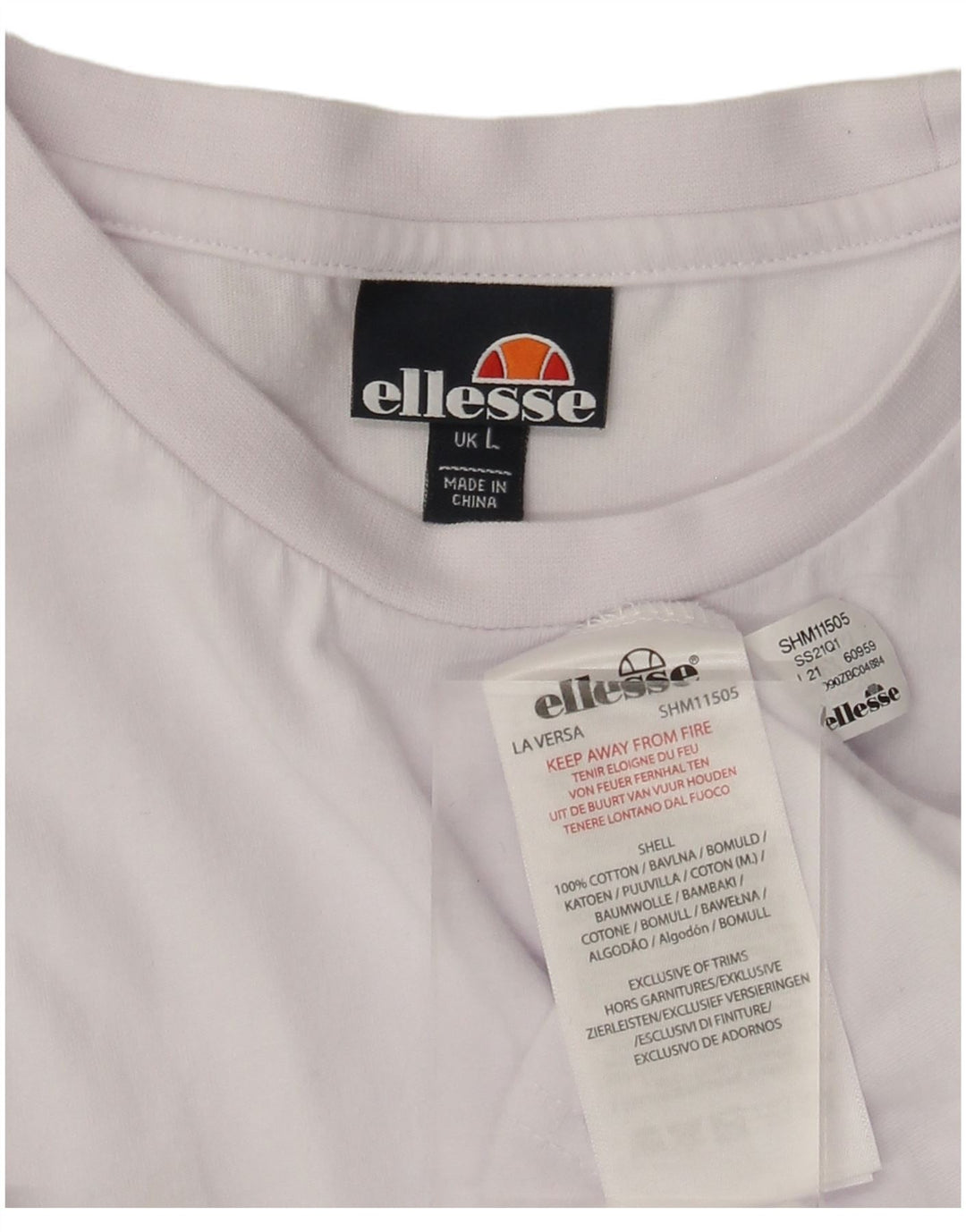 Ellesse Herre T-Shirt Top Stor Hvid Colourblock Bomuld