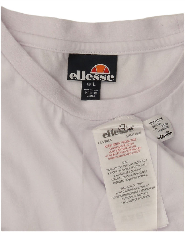Ellesse Herre T-Shirt Top Stor Hvid Colourblock Bomuld